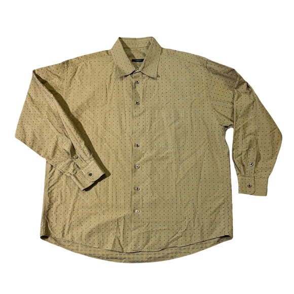 Burberry mens 2XL XXL tan check cotton luxury vintage button up shirt EUC - Picture 1 of 7